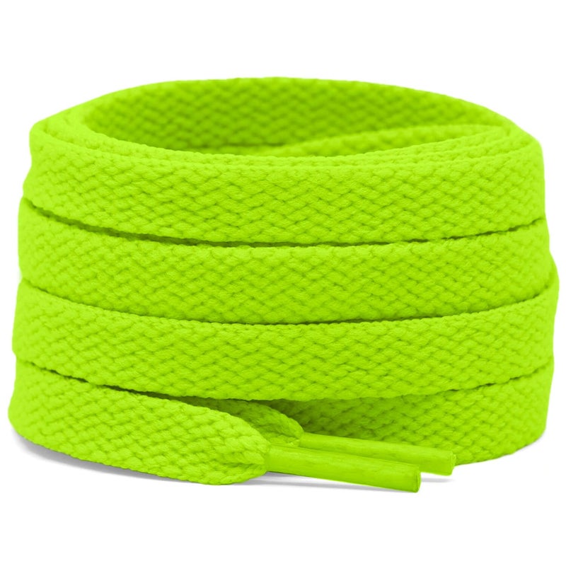 DELELE 2 Pair 47 inch Flat Shoe laces 5/16" Wide Shoelaces for Athletic Running Sneakers Shoes Boot Strings Fluorescent Green - Image 1